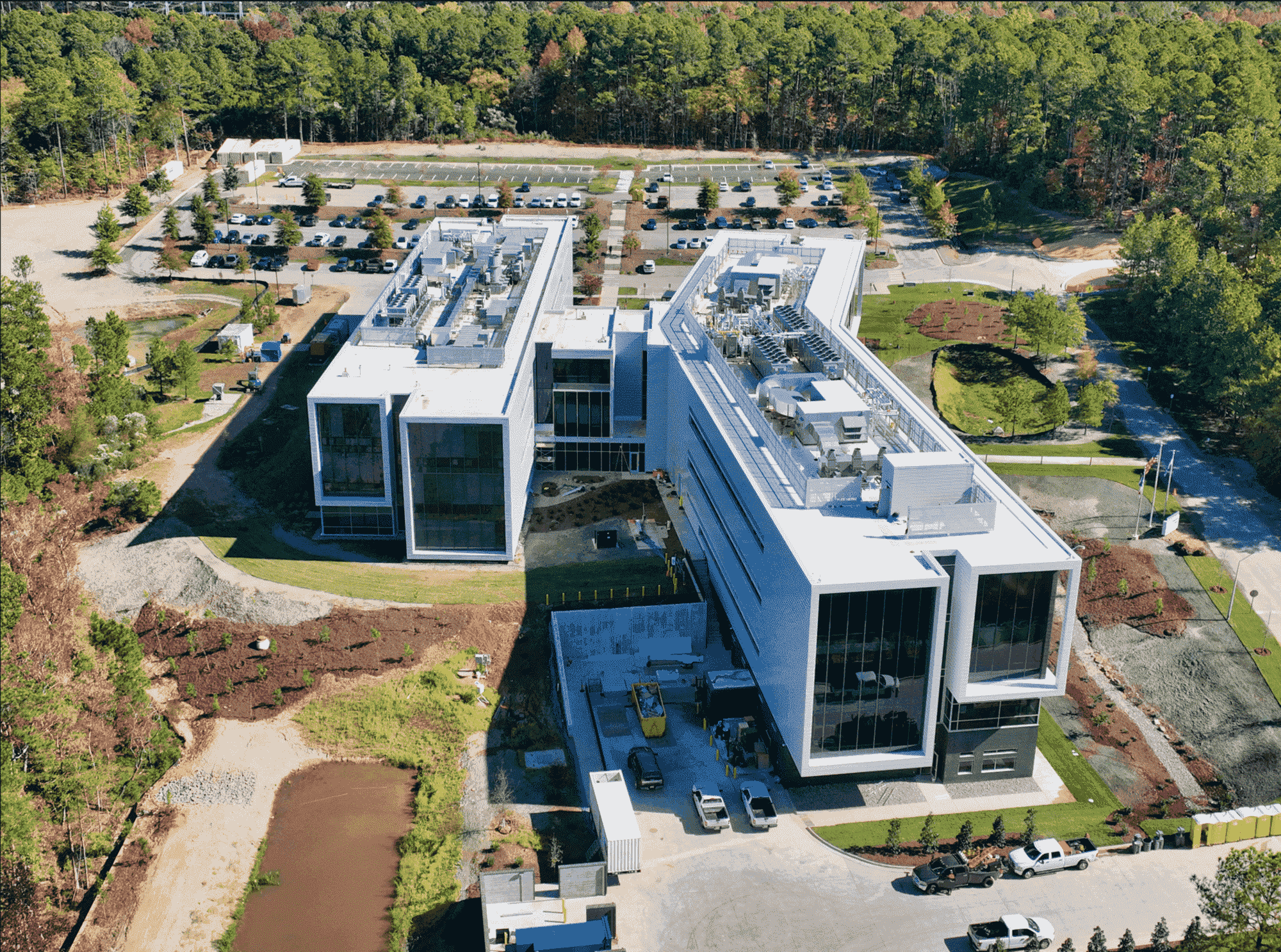 Triangle Park, NC building aerial view